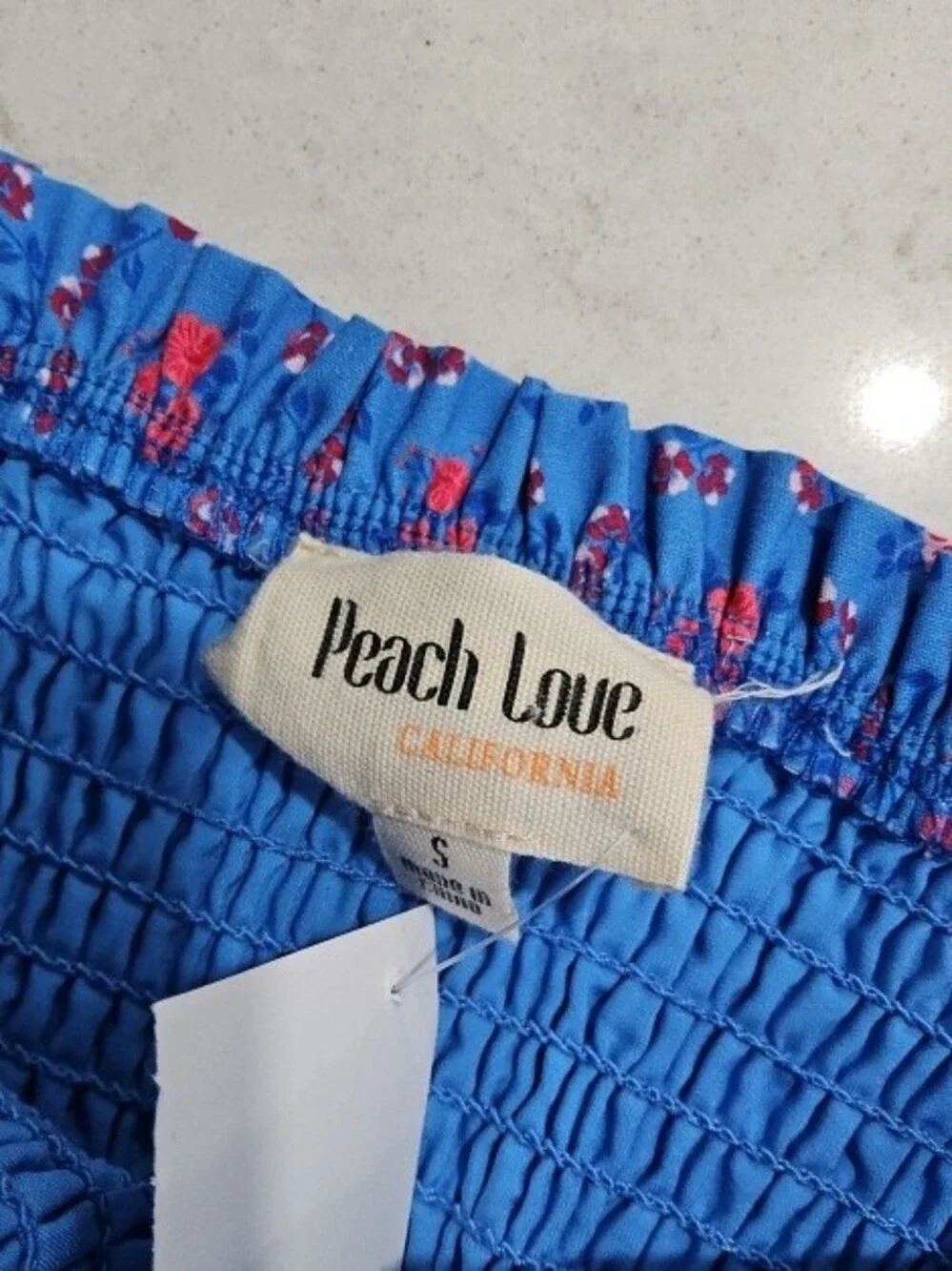 Peach Love California Blue Floral Maxi Dress with Bow - Picture 2 of 2